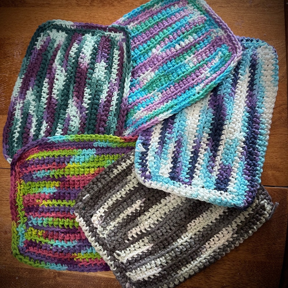 Crocheted dishcloths set of 4 colours May very